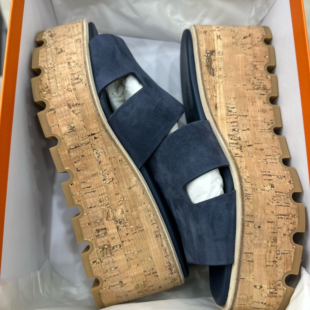Eze Hermes sandal - size 36 - blue suede. Never been worn.